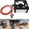 Gaskocher Hockerkocher, 6KW Tragbarer Campingkocher, inklusive 50 mBar Gasdruckregler und 150 cm Schlauch für den Einsatz im Freien und Camping