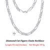 Rinntin Sterling Diamond-Cut Figaro Link Necklace for Men Women Trendy Punk Neck Chain Sier Jewelry SC27