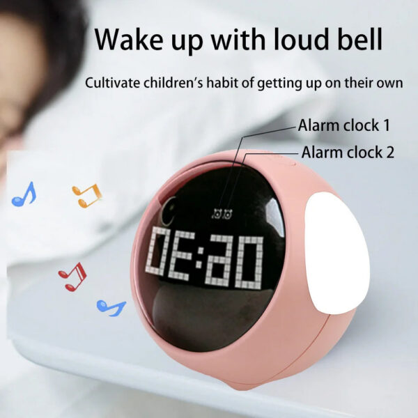 f78e506ef344b5ed Night Cute Expression Child Alarm Clock Voice Controlled Light Multifunctional For Home Thermometer