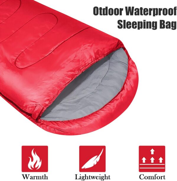 f795823e132644dd Holdfiturn Sleeping Bags for Adults, Backpacking Lightweight Waterproof Single Sleeping Bag, Rectangular Envelope Sleeping Bag, 3 Seasons of Camping Hiking and Outdoors for Adults & Kids Red