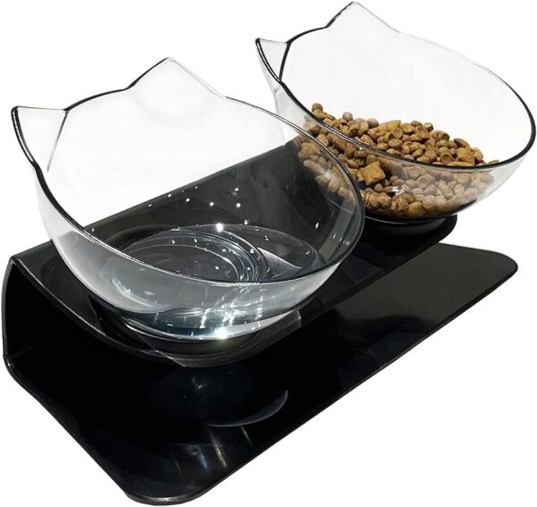 Elevated Cat Bowls with Raised Stand, Pet Food Water Feeder Bowl, 15° Tilted Pet Bowl Stress-Free Suit for Cats Small Dogs