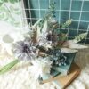 KIRIFLY Artificial Fake Flowers Plants Silk Flower Arrangements Wedding Bouquets Decorations Plastic Floral Table Centerpieces for Home Kitchen Garden Party Décor (Purple White)