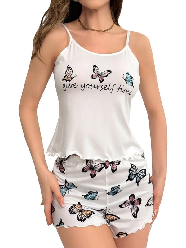f7b72b39ff9ca28d SweatyRocks Women's Summer Strawberry Print Cami Top and Shorts Sleepwear Pamas Set