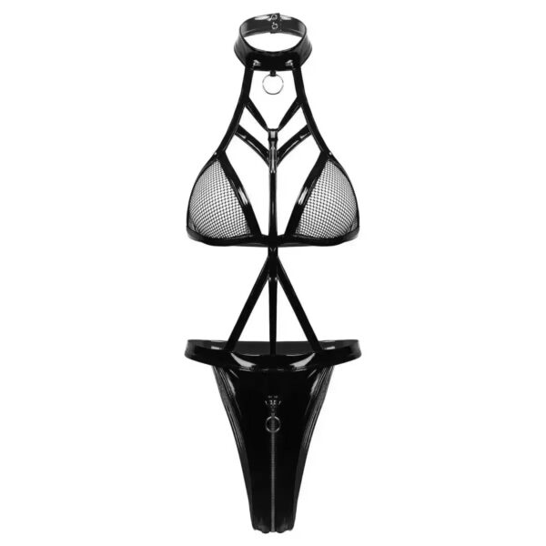 f7bf13e7d96849a4 Porn Sexy Lingerie Bodysuit Women Underwear Leather Mesh Zipper Erotic Sensual Lingerie Woman Latex Body Exotic Costumes