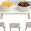 15°Elevated Cat Food Bowls with Silicone Pet Mat, Double Raised Cat Transparent Plastic Bowl with Stand, Stress-Free Suit for Cats and Small Dogs, Anti Vomiting cat Bowl, Cute Cat Face Bowl