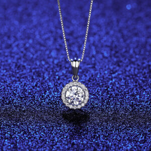 f7d8cdd4628fe11a CZCITY Moissanite Diamond Pendant Necklaces Round Classic Simple For Women Sterling Sier Chain Trending Iced 1CT