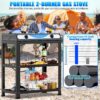 f7d9c71b61616bba 2 Burner Propane Gas Stove,19000BTU Portable Gas Stove with Support Leg Stand and Adapter Auto Ignition Camping Stove,propane burner for RV, Apartment, Outdoor Cooking