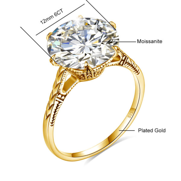 Szjinao Massive Certified 12mm 6ct Round Cut Moissanite Ring For Women Sier Wedding Diamond Test Pass Women's Jewelry Sale