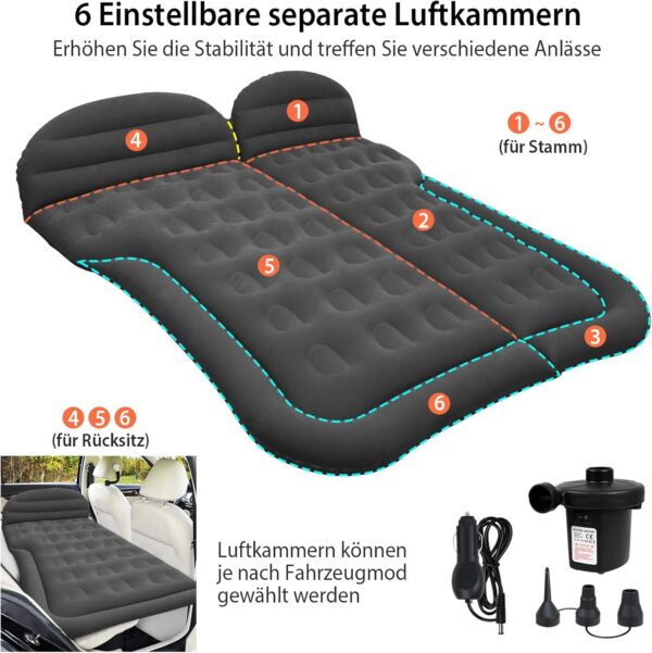 Auto Luftmatratze SUV Aufblasbare Matratze mit Pumpe MPV Air Bett Camping Auto Kissen Dickere Rücksitz Luftmatratze mit Zwei Kissen Für Camping Reisen Hinterhof Strand