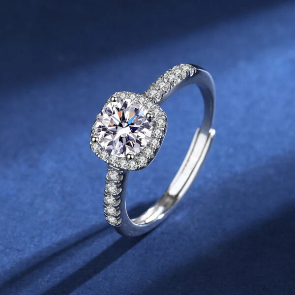f7ebe9892af6ad91 100% Real Moissanite Ring Adjustable Size S925 Sliver D VVS1 Pass Diamond Test Pen GRA Certificate 18K Plating Rings for Women