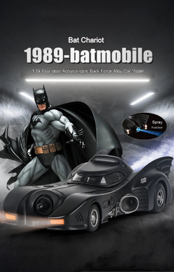 1:24 1989 Batmobile Die-cast Car with Batman Figure, Toys for Kids and Adults , Black