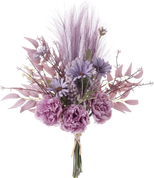 KIRIFLY Artificial Fake Flowers Plants Silk Flower Arrangements Wedding Bouquets Decorations Plastic Floral Table Centerpieces for Home Kitchen Garden Party Décor (Purple White)
