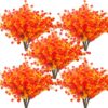 Grunyia 10 Bundles Artificial Fake Flowers, Faux Outdoor Plastic Plants UV Resistant Shrubs Outside Indoor Decorations (Purple-Eucalyptus)