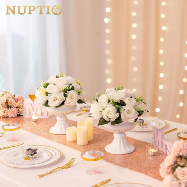 f7f828bc67c8eb57 NUPTIO Flower Ball Arrangement Bouquet - 2 Pcs 9.5 inch Diameter Dusty Rose Fake Flowers Roses Balls for Centerpieces Tables - Artificial Rose Arrangements for Wedding Centerpiece Table Decorations