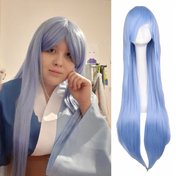 Long Straight Cosplay Wig Purple Black Red Pink Blue Dark Brown 100 Cm Synthetic Hair Wigs