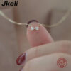 f81b55e1d573b44e Jkeli New style Sterling Sier Geometric Simple Bow Necklace For Women Engagement Fine Jewelry Wedding Party Birthday Gift
