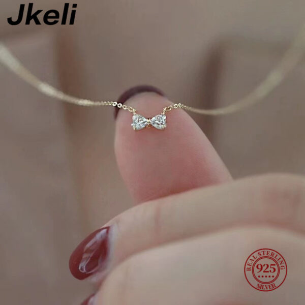 f81b55e1d573b44e Jkeli New style Sterling Sier Geometric Simple Bow Necklace For Women Engagement Fine Jewelry Wedding Party Birthday Gift