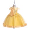 Off-shoulder Women's Gown Tank Bow Beaded Detailing Princess Dress For Girls