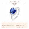 Potiy Huge 4.73ct Created Blue Sapphire 925 Sterling Silver for Women Engagement Wedding Ring Statement Gemstones Jewelry gift