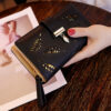 Fashion PU Leather Long Wallet Gold Hollow Leaves Pouch Handbag For Women Coin Purse Card Holders Clutch