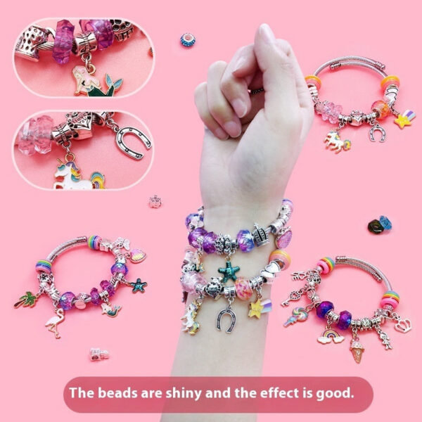f84ec6d950fc1e24 DIY Bracelet Jewelry Girl Kids Making Accessories Kit with Beads Pendant Charms Bracelets and Necklace String