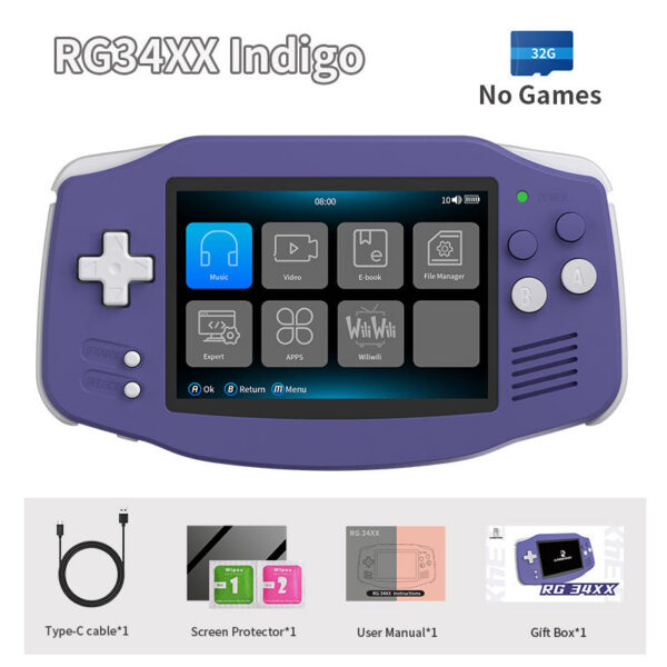 f854873b92726149 ANBERNIC RG34XX Retro Video Handheld Game Console 3.4" IPS Screen 32G ux 64-bit System Support 5G WiFi Bluetooth HD TV Output