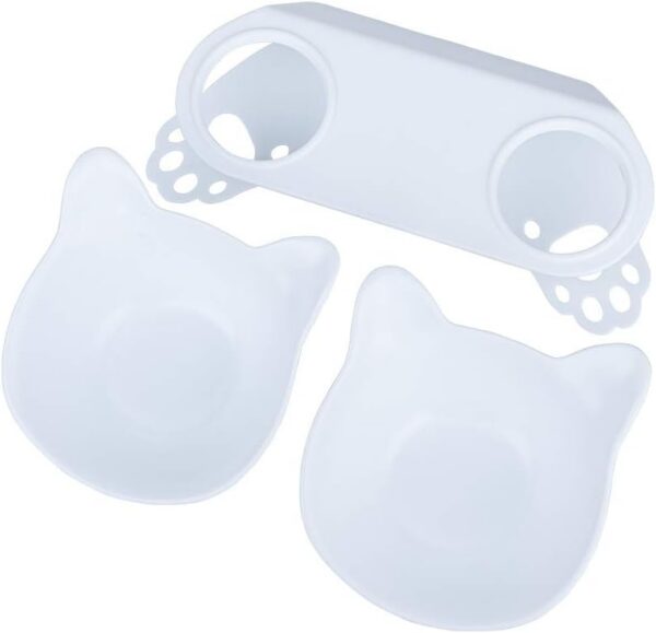 f8619d29389c7ff2 Anti Vomiting Cat Bowls - Elevated Tilted 15° Cat Food Bowl, Raised Plastic Cat Dishes with Non-Slip Rubber Base Stand Kitty Bowl for Cats (White)