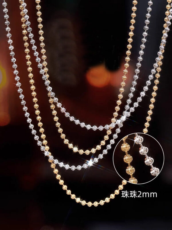 f86664e51124074f Sterling Sier 2mm Sparkling Diamond Necklace for Women men 40cm - 60cm S Ball Beads Chain fit Pendant DIY Jewelry