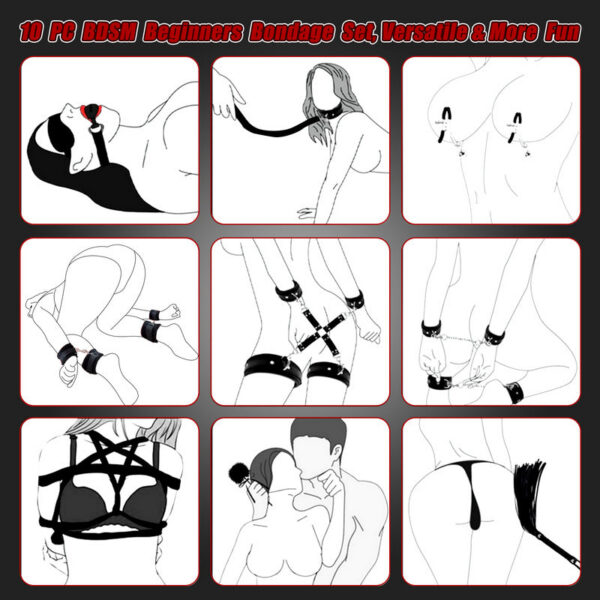 f86907cb45120308 Bdsm Bondage Set Restraint Adult Game Handcuff Couples Slave Collar Mouth Gag Whip Nipple Clamps Fetish Woman Sex Toys Product