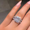 Emerald Cut 2ct Diamond Cz Ring Sterling Sier Promise Engagement Wedding Band Rings for Women Gemstones Party Jewelry Gift