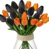 f8720d34190af314 24 Pcs White Tulips Artificial Flowers Real Touch Fake Tulips Fake Flowers for Decoration 13.5" Faux Tulips Faux Flowers Bulk Artificial Tulips Flowers for Vase Centerpieces Home Wedding Bouquet