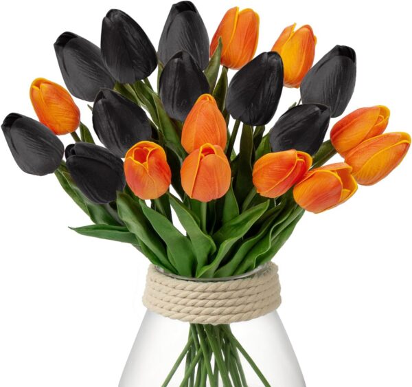 f8720d34190af314 24 Pcs White Tulips Artificial Flowers Real Touch Fake Tulips Fake Flowers for Decoration 13.5" Faux Tulips Faux Flowers Bulk Artificial Tulips Flowers for Vase Centerpieces Home Wedding Bouquet