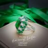 100% 18 K White Rings for Women Created Natural Emerald Gemstone Diamond Wedding Engagement Ring Fine Jewelry Gold