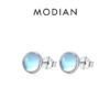 f87b77a52da3fff0 Modian 925 Sterling Silver Round Exquisite Moonstone 4 5 6 MM Stud Earrings Platinum Plated Charm Ear Studs For Women Jewelry