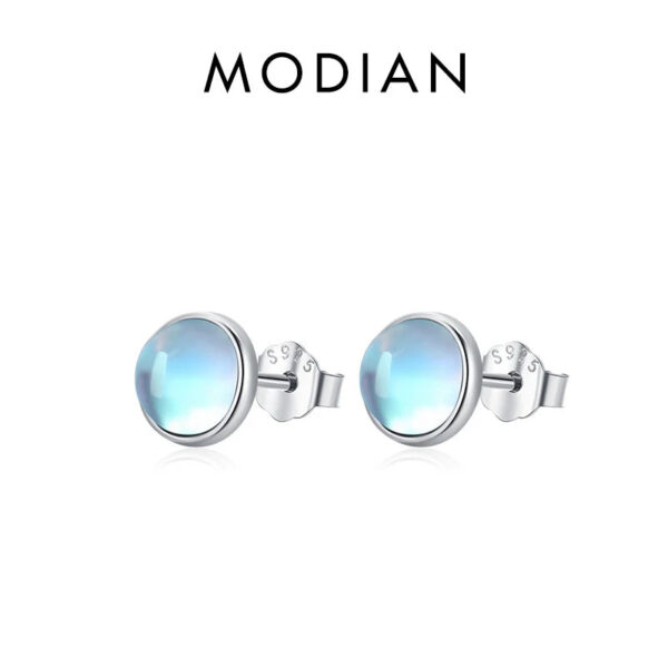 f87b77a52da3fff0 Modian 925 Sterling Silver Round Exquisite Moonstone 4 5 6 MM Stud Earrings Platinum Plated Charm Ear Studs For Women Jewelry