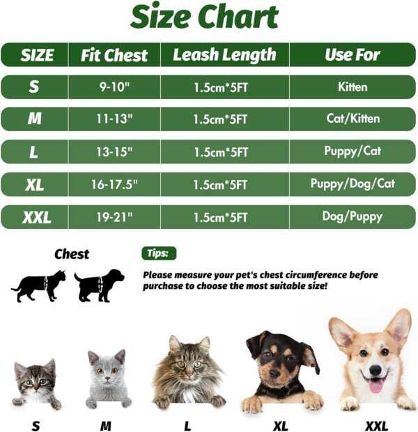 f8843589c38e463f Cat Harness and Leash Set for Walking Escape Proof, Kitten Adjustable Small Large Lightweight Soft Vest Harness and Leash(Medium, Green)