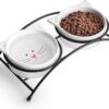 f88caef1c11ed5e8 Y YHY Raised Cat Food Bowls,Pet Bowls with Stand,Ceramic Cat Dog Bowls Elevated,Cute Cat Dishes,12 Ounces,Dishwasher Safe