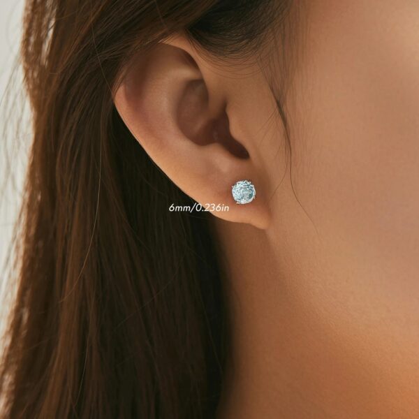 MODIAN Sparkling 925 Sterling Silver Delicate Rose Cut Simulated Aquamarine Trendy Stud Earrings For Women Wedding Jewelry