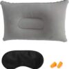 2 Pack Gray Ultralight Inflatable Pillow Small Squared Flocked Fabric Air Pillow for Hiking, Camping, Traveling, Napping, Desk Rest, Neck & Lumbar Support