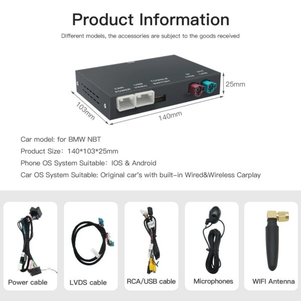 Wireless CarPlay Android For BMW NBT CIC System 1 2 3 4 5 Series X1 X3 X4 X5 F20 F21 F30 F31 F34 F10 F48 F25 F26 F15 F60 F10 E84