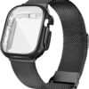 Geoumy Metal Magnetic Bands Compatible for Apple Watch Band 41mm with Case, Stainless Steel Milanese Mesh Loop Replacement Strap Compatible with iWatch Series 8/7/6/5/4/3/2/1 SE Women Men,Brown Gold