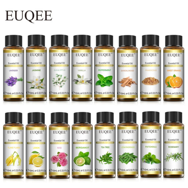 f8a0230cbfda522d EUQEE 10ml Natural Plant Essential Oil with Dropper For Diffuser Humidifier Lavender Jasmine Eucalyptus Vanilla Essential Oils