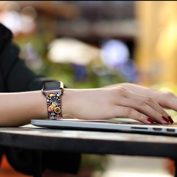 Laffav Compatible with Apple Watch Band 41mm 40mm 38mm iWatch Series 9 & Ultra 2 & SE & Ultra & Series 8/7/6/5/4/3/2/1 for Women Men, Colorful Jellyfish, M/L
