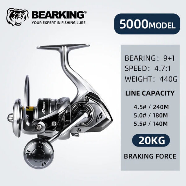 f8bcd879188721d9 BEARKING brand New arrival Saltwater Fishing Reel Spinning 1000-6000 9+1BB 5.2:1 Max Drag 10-20KG Water-Proof Reels
