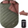 KingCamp Double Sleeping Bag for Adults, Queen Size 2 Person XXL Flannel Sleeping Bag, Waterproof Lightweight Flannel Quilt with 2 Pillows, Perfect for Couples Family Camping Hiking