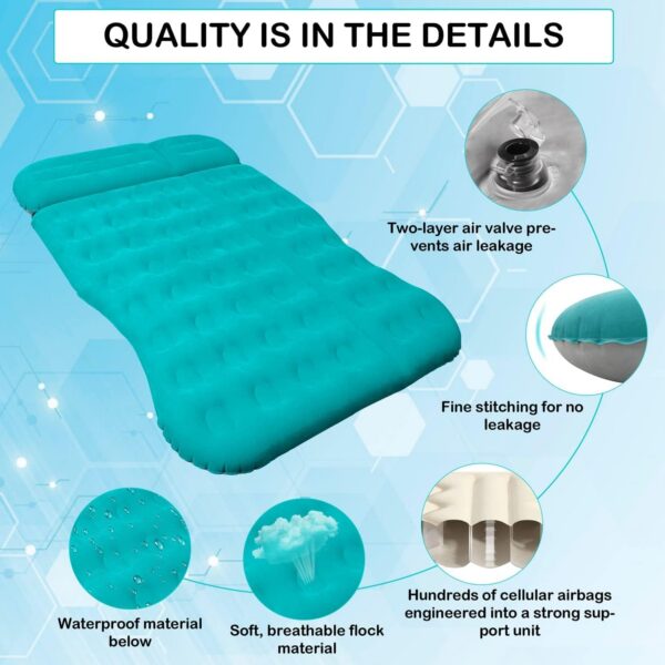 f8ca2375a8c14960 SUV Air Mattress, Thickened Flocked Camping Bed for Car Trunk & Back Seat , Includes Electric Pump & 2 Foot Pedals , Portable Inflatable car Mattress (Gray)