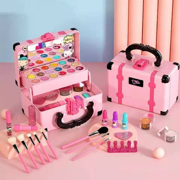 Kids Cosmetics Playing Box Princess Makeup Toy Play Set Lipstick Eye Shadow Safety Nontoxic Toys Kit for Girl Gift