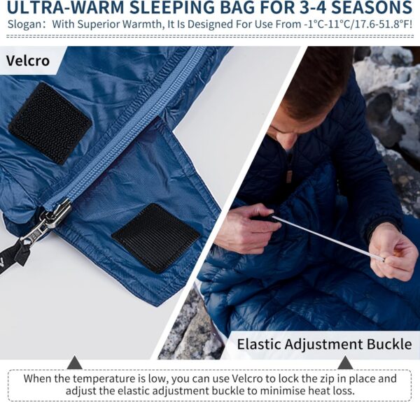 Naturehike Ultra Lightweight Envelope Sleeping Bag for Adults, 3-4 Seasons, Waterproof Sleeping Sack for Camping, Hiking, Mountaineering, Indoor, Backpacking, Outdoor, Duck Down