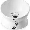 f8fe047d920d45fe Y YHY Cat Bowl Anti Vomiting, Raised Cat Food Bowls, Tilted Elevated Cat Bowl, Ceramic Pet Food Bowl for Flat Faced Cats, Small Dogs, Protect Pet's Spine, Dishwasher Safe