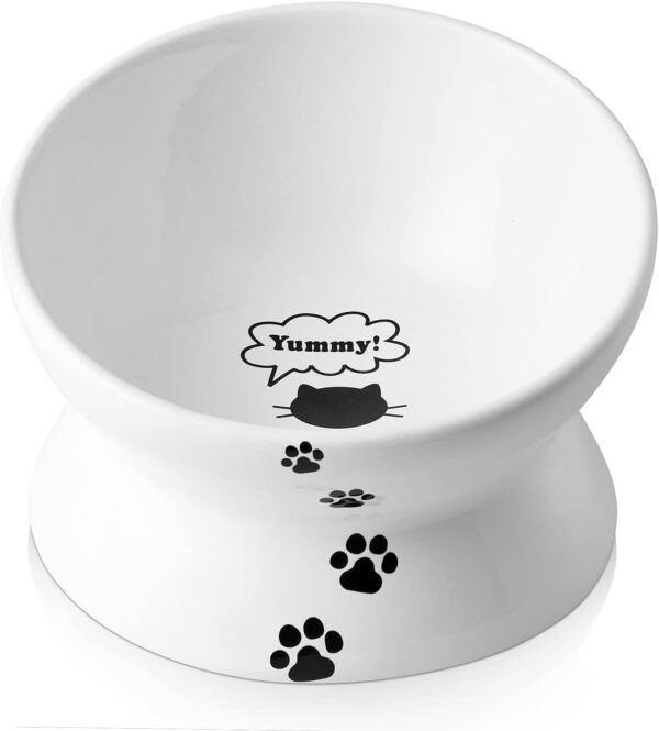f8fe047d920d45fe Y YHY Cat Bowl Anti Vomiting, Raised Cat Food Bowls, Tilted Elevated Cat Bowl, Ceramic Pet Food Bowl for Flat Faced Cats, Small Dogs, Protect Pet's Spine, Dishwasher Safe